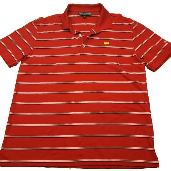 Masters Collection Mens XL Shirt Golf Performance‎ Red White Stripe Polo Augusta - Picture 1 of 15